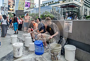 las vegas street musicians playing on plastic buckets - Image