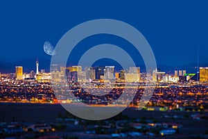 Las Vegas Strip and Moon photo