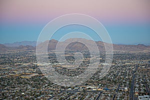 Las Vegas suburban aerial view at sunset, NV, USA