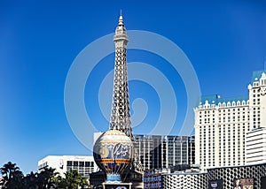 Las Vegas, USA January 18, 2023: Panoramic photograph of the Paris Las Vegas hotel, casino and resort on the Las Vegas Strip.