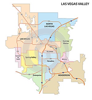 Las Vegas Valley road and administrative map