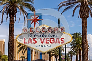 Las Vegas - The Welcome to Fabulous Las Vegas sign at daytime on Las Vegas Boulevard South (The Strip), Las Vegas, Nevada, USA