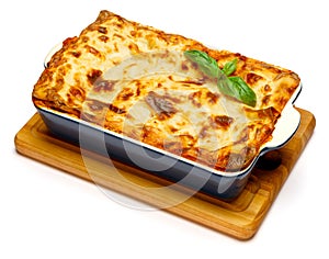 Lasagna in baking dish