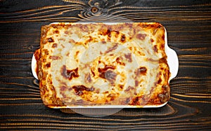 Lasagna in baking dish