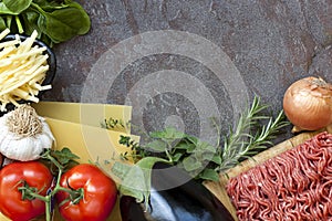 Lasagna Ingredients Food Background