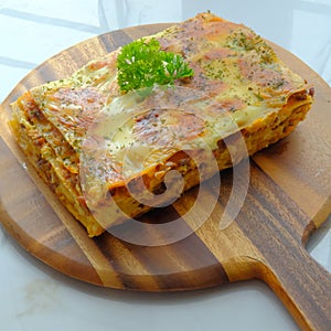 Lasagna is pasta baked in the oven and is a traditional Italian dish