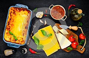 Lasagna Pasta with Cooking Ingredients