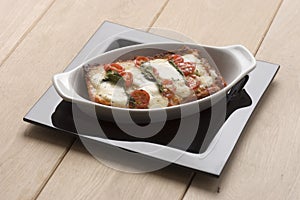 Lasagna with tomatoes photo