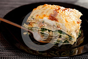 Lasagne with spinach and salmon