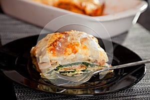 Lasagne with spinach and salmon