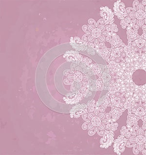 Lase floral design on pink spotty background