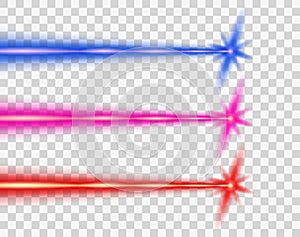 Laser beam color, set. Vector design element. The isolated transparent object on a light background.