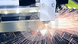 A laser beam cuts the sheet metal in the manufacture.