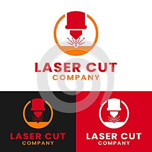 Laser Beam Plasma Machine Cutting Logo Design Template