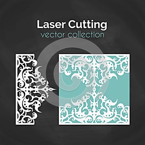 Laser Cut Card. Template For Laser Cutting. Cutout Illustration With Abstract Decoration. Die Cut Wedding Invitation