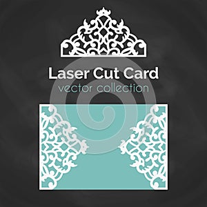 Laser Cut Card. Template For Laser Cutting. Cutout Illustration With Abstract Decoration. Die Cut Wedding Invitation