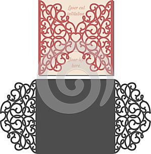 Laser cut envelope template for invitation wedding card