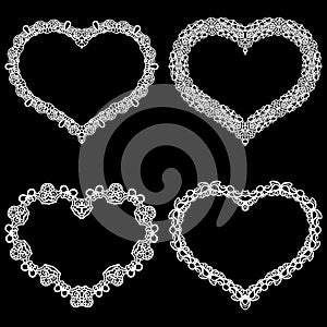 Laser cut frame in the shape of a heart with lace border. A set of the foundations for paper doily for a wedding. A set of valen