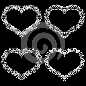 Laser cut frame in the shape of a heart with lace border. A set of the foundations for paper doily for a wedding. A set of valen