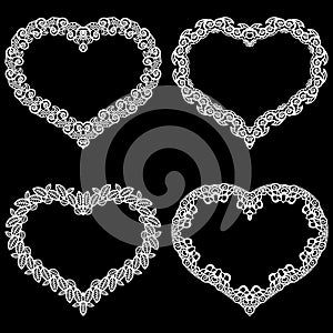 Laser cut frame in the shape of a heart with lace border. A set of the foundations for paper doily for a wedding. A set of valen