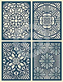 Laser cut fretwork vector pattern cards, panels