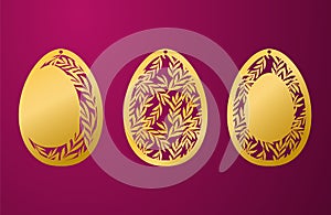 Laser Cut Happy Easter Egg. Vector stencil ornamental Easter egg