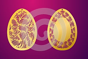 Laser Cut Happy Easter Egg. Vector stencil ornamental Easter egg