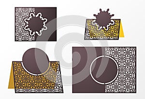 Laser cut ornamental vector template. Freestanding table Number, Name, Place Card, Wedding seats, Table card guests, dining table