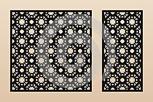 Laser cut panel collection. Vector geometric pattern with floral grid, mesh