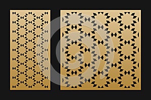 Laser cut panel design. Vector pattern with grid, abstract geometric ornaments
