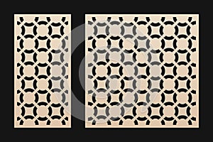 Laser cut panel. Elegant vector template with abstract geometric pattern