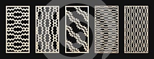 Laser cut panel set. Vector geometric patterns with zigzag lines, chevron, grid