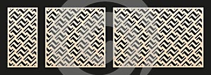 Laser cut panel set. Vector template with abstract geometric pattern, lines