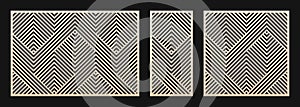 Laser cut panel set. Vector template with geometric pattern, lines, stripes