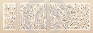 Laser cut panel template. Vector geometric pattern with lines, polygonal grid