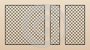 Laser cut panel. Vector template with abstract geometric pattern, circular grid