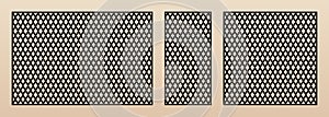 Laser cut panel. Vector template with abstract geometric pattern, grid, mesh