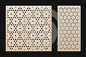 Laser cut panel. Vector template with abstract geometric pattern, hexagon grid