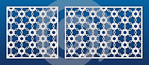 Laser cut panel. Vector template with abstract geometric pattern, hexagon grid