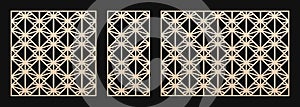 Laser cut panels. Vector stencil with abstract geometric pattern, linear grid