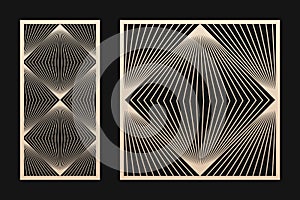 Laser cut panels. Vector template with abstract geometric pattern, lines, grid