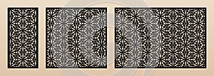 Laser cut pattern. Vector design with elegant geometric ornament, abstract grid