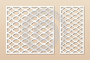 Laser cut pattern. Vector template with abstract geometric ornament, grid, mesh