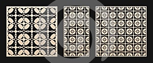 Laser cut pattern. Vector template with abstract geometric ornament, grid, net