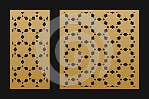 Laser cut patterns collection. Vector template with abstract geometric texture