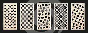 Laser cut patterns set. Vector collection of simple geometric backgrounds