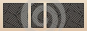 Laser cut patterns set. Vector design with modern abstract geometric texture