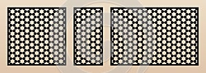 Laser cut patterns. Vector design with abstract floral grid geometric ornament