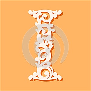 Laser cut template. Initial monogram letters. Fancy floral alphabet letter.