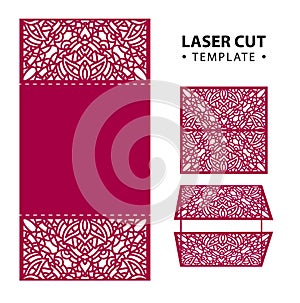 Laser cut vector envelope card with abstract ornament.